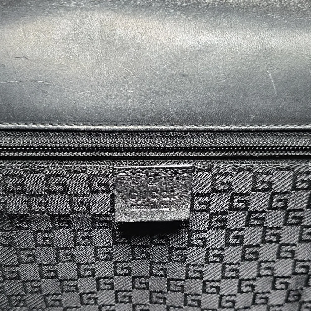 Gucci Black Leather Briefcase with Silver Lock